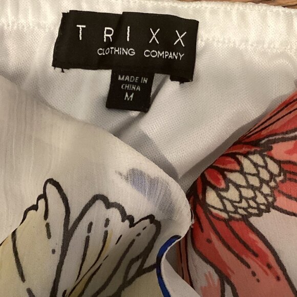 TRIXX Clothing Co Floral Chiffon Lined Surplice Spaghetti Strap Romper Sz M 150E - Picture 6 of 8